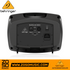 Zoso Music Behringer B105D powered monitor speaker rear panel showing input, output, and power connectivity ports.