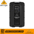 Rear view of the Zoso Music Behringer Eurolive B112W active PA speaker showing the integrated mixer and controls.