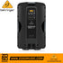 Zoso Music Behringer B115MP3 active PA speaker rear panel view showing integrated mixer, MP3 player, and controls.