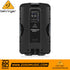 Zoso Music Behringer B115W active PA speaker rear panel view showing integrated mixer and Bluetooth controls