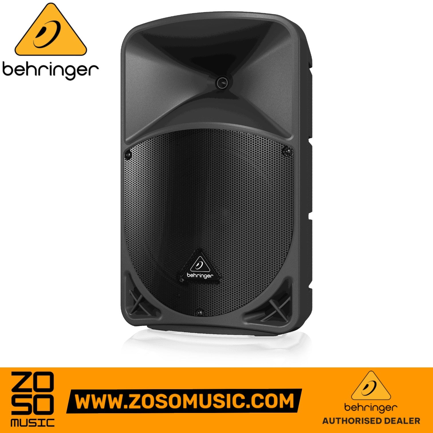 Zoso Music Behringer B12X 1000-watt 12-inch powered loudspeaker with black grille and durable trapezoidal enclosure
