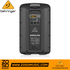 Zoso Music Behringer B12X powered speaker rear panel showing inputs, digital mixer controls, and LCD display