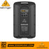 Rear panel of Zoso Music Behringer B12X 1000W powered loudspeaker showing inputs, digital mixer, and controls.