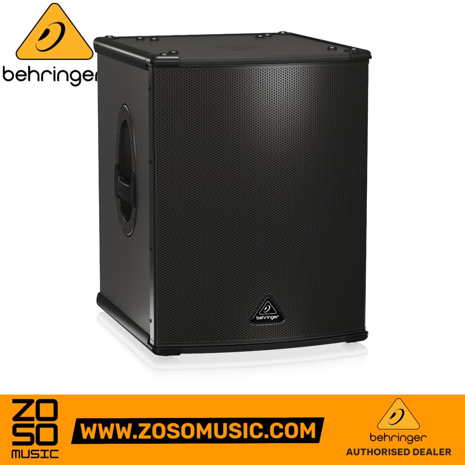 Zoso Music Behringer B1500XP active 3000-watt PA subwoofer with a 15-inch Turbosound speaker and black metal grille.