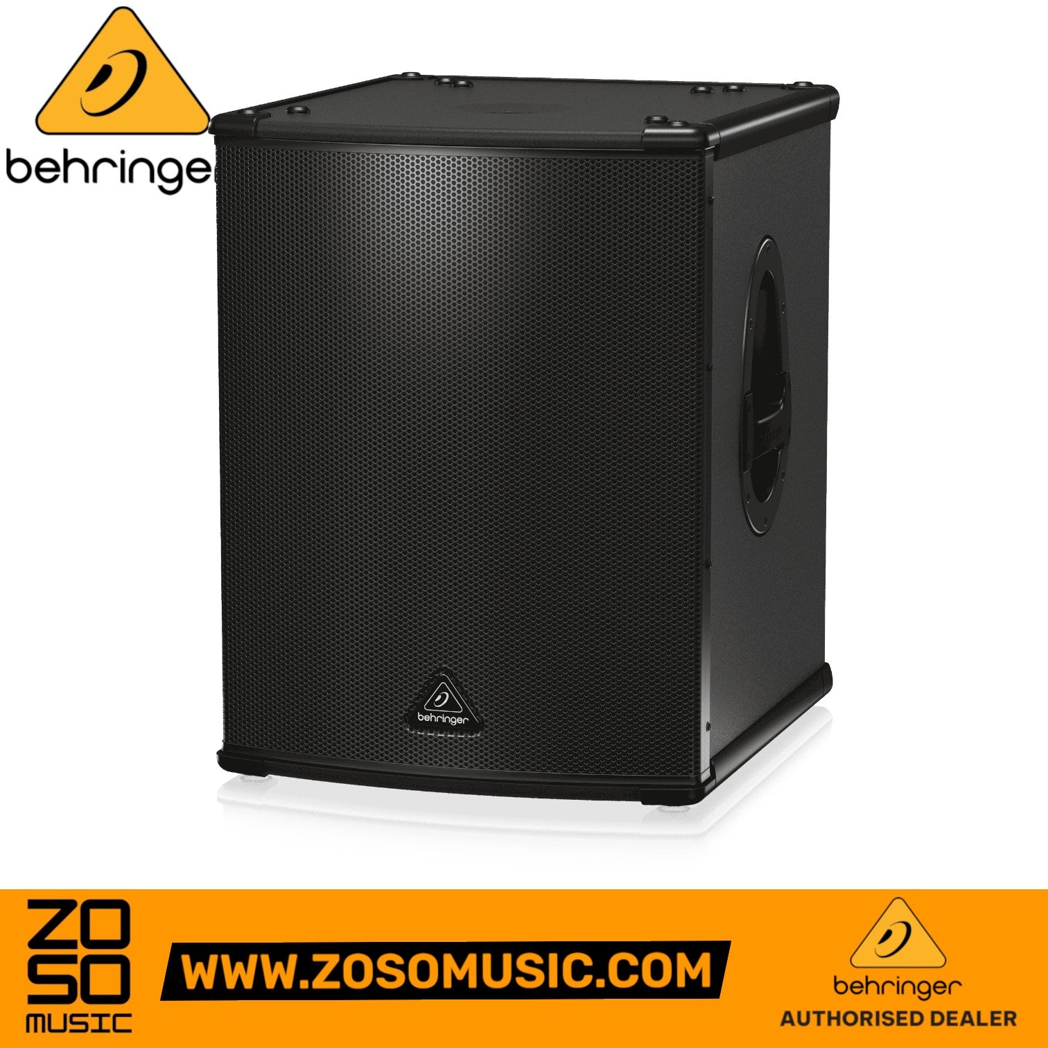 Zoso Music Behringer B1500XP active 3000-watt PA subwoofer with a 15-inch Turbosound speaker in a black cabinet.