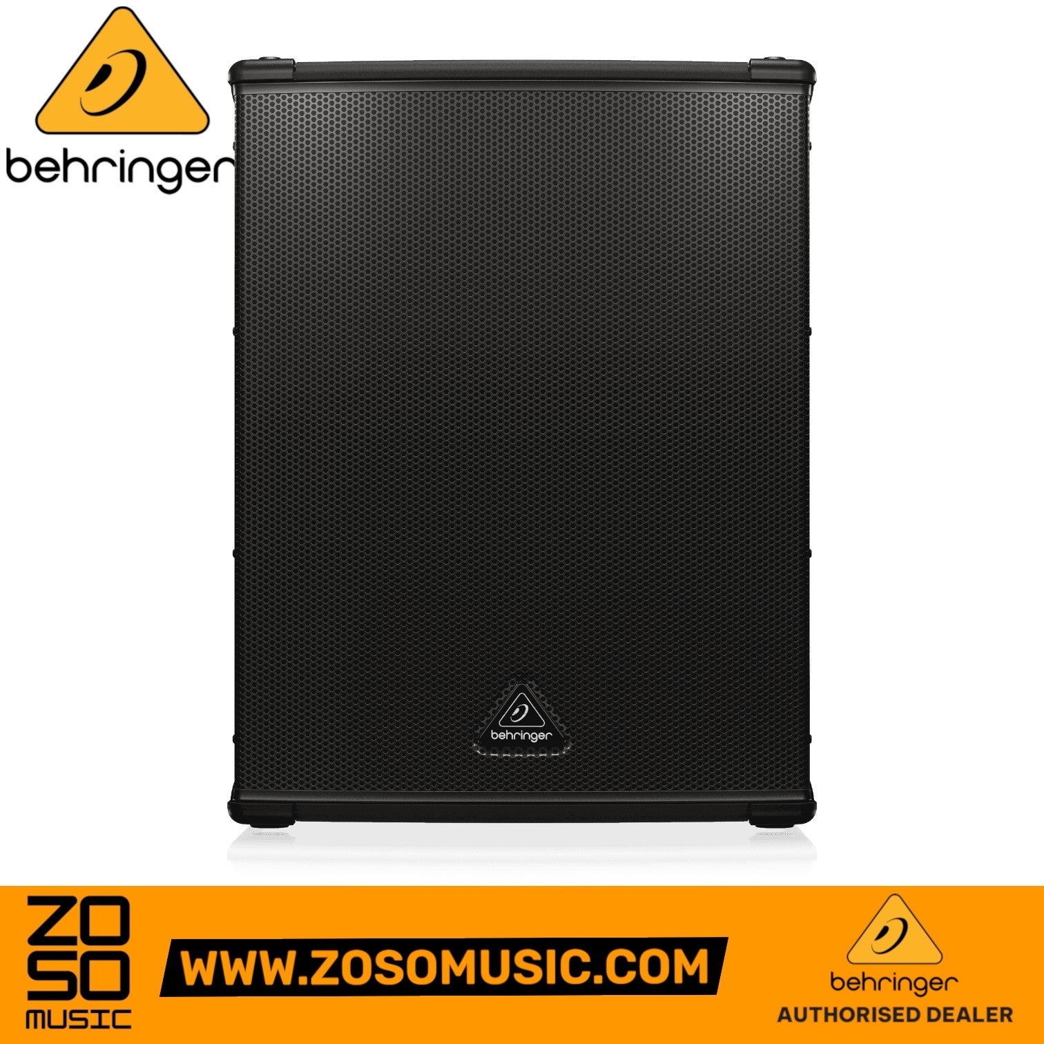 Zoso Music Behringer B1500XP active 3000-watt PA subwoofer with a 15-inch Turbosound speaker and black metal grille.