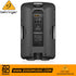 Zoso Music Behringer B15X powered loudspeaker rear panel showing digital mixer, LCD screen, and input ports