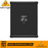 Rear view of the Zoso Music Behringer B1800X PRO 18-inch PA subwoofer showing input and output connection panel.