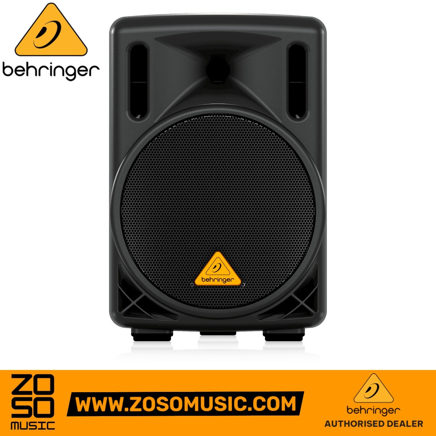 Zoso Music Behringer B208D active 200-watt 2-way PA speaker with 8-inch woofer and black cabinet