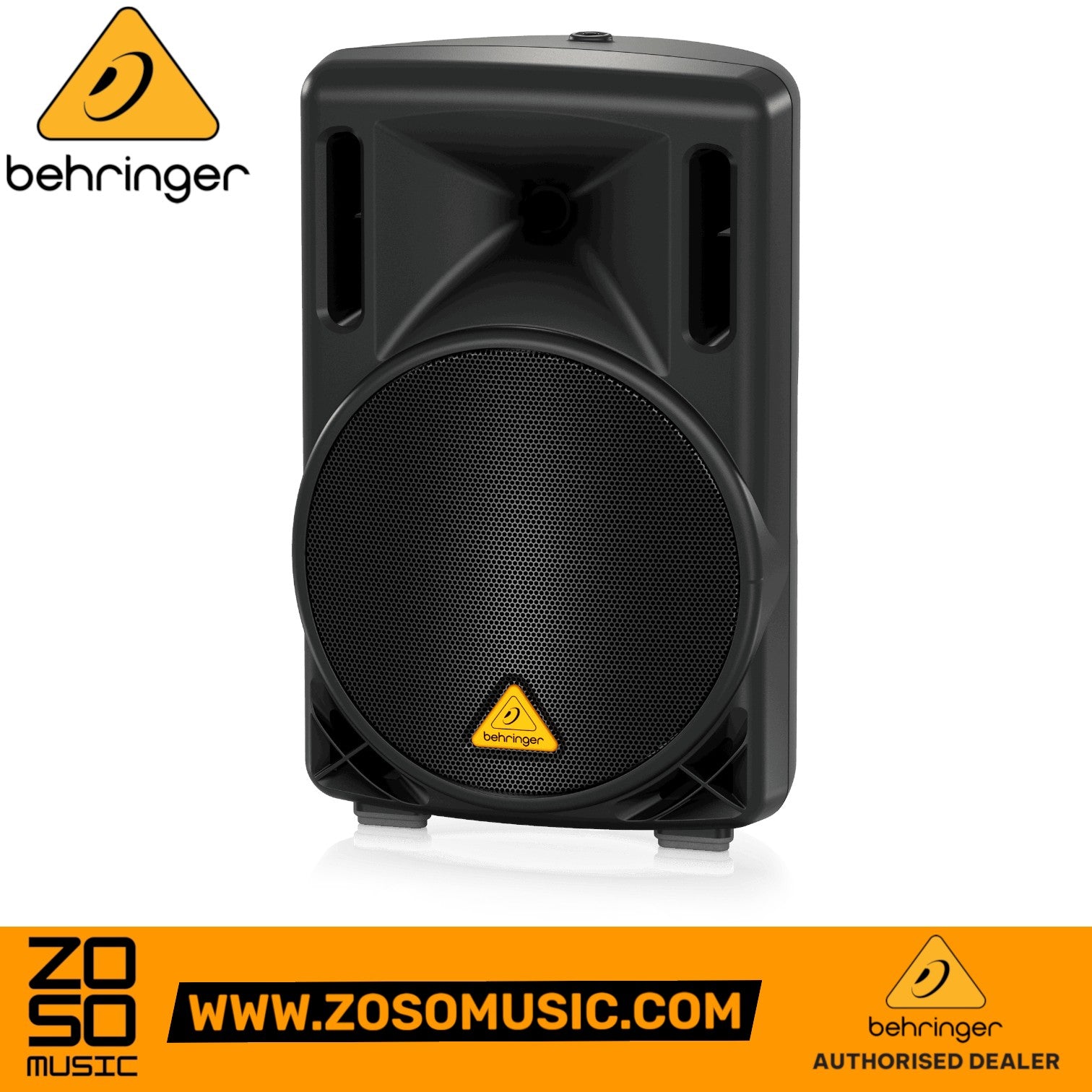 Zoso Music Behringer B210D active 200-watt 2-way PA speaker with 10-inch woofer and black cabinet design