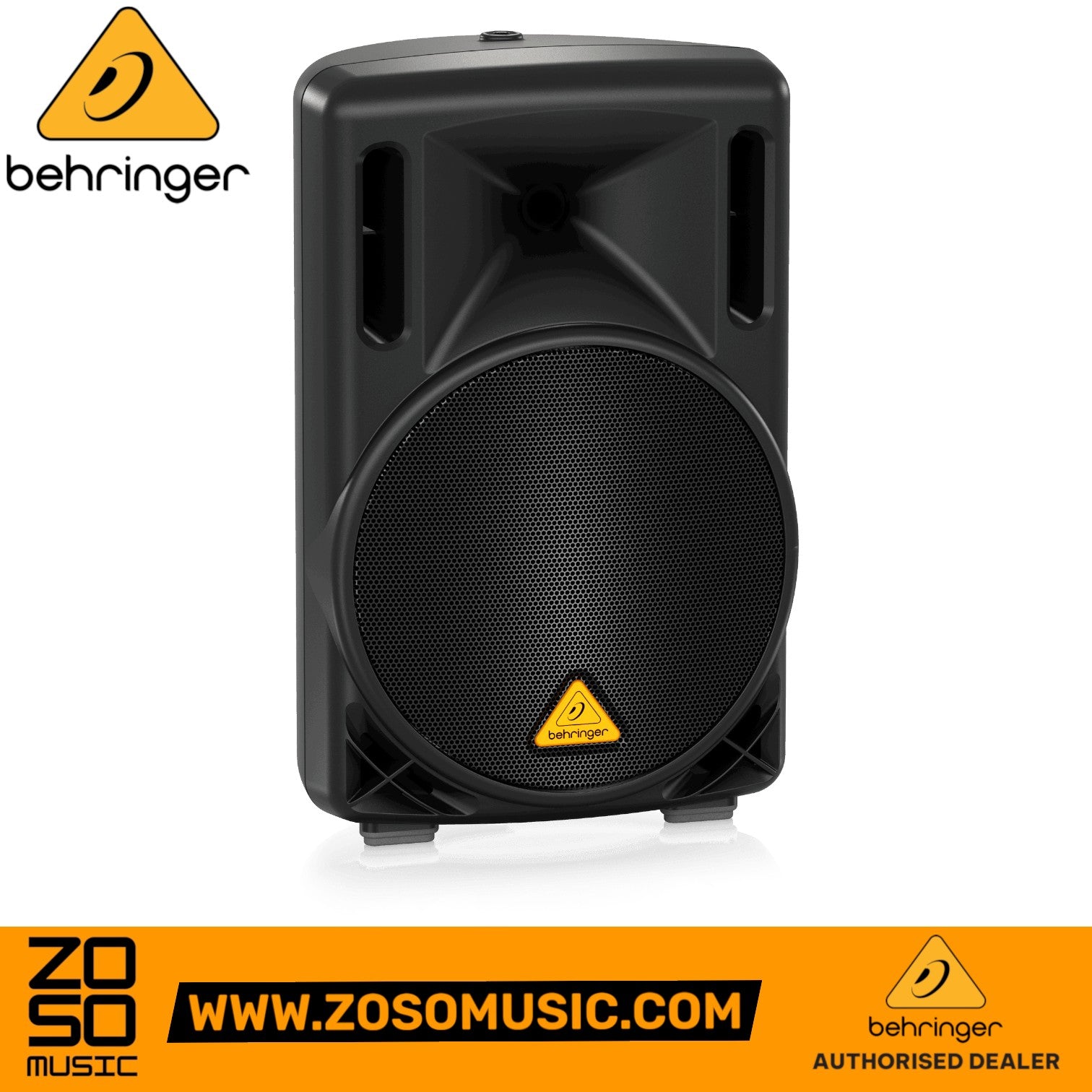 Zoso Music Behringer B210D active 200-watt 2-way PA speaker with 10-inch woofer and black cabinet design