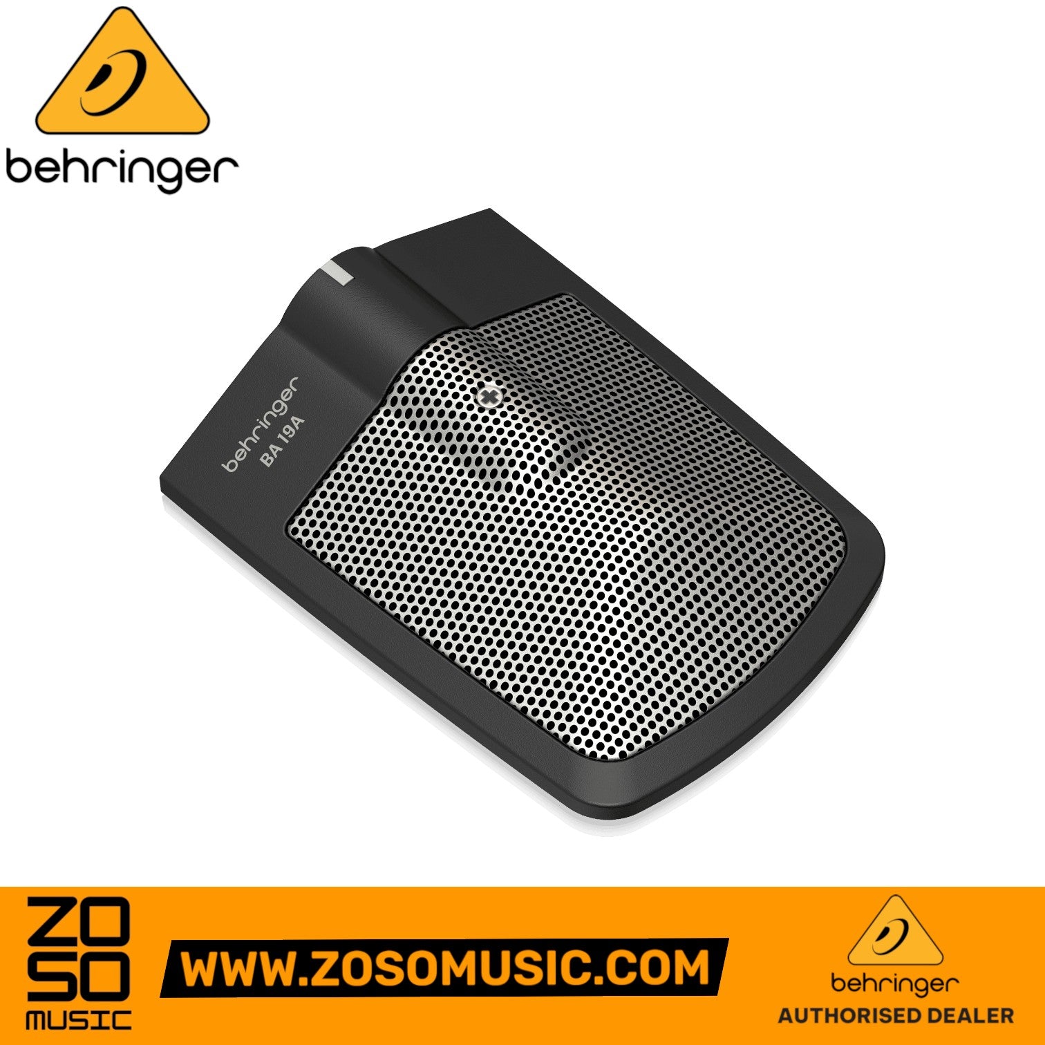Zoso Music Behringer BA19A condenser boundary microphone with a black finish and silver metal mesh grille.
