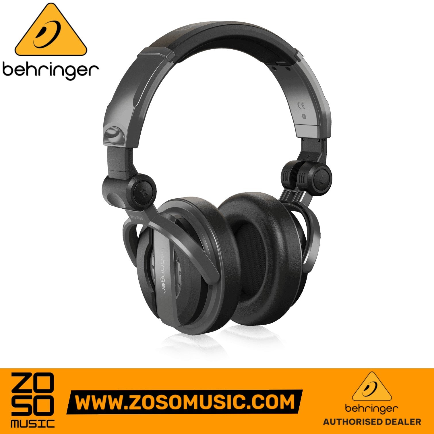 Zoso Music Behringer BDJ1000 professional closed-back DJ headphones with adjustable headband and rotatable earcups.