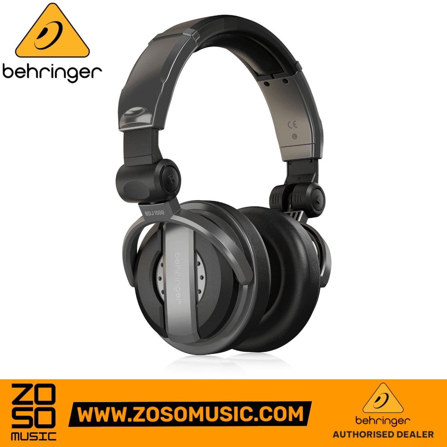 Zoso Music Behringer BDJ1000 professional closed-back DJ headphones with adjustable padded headband and 57mm drivers