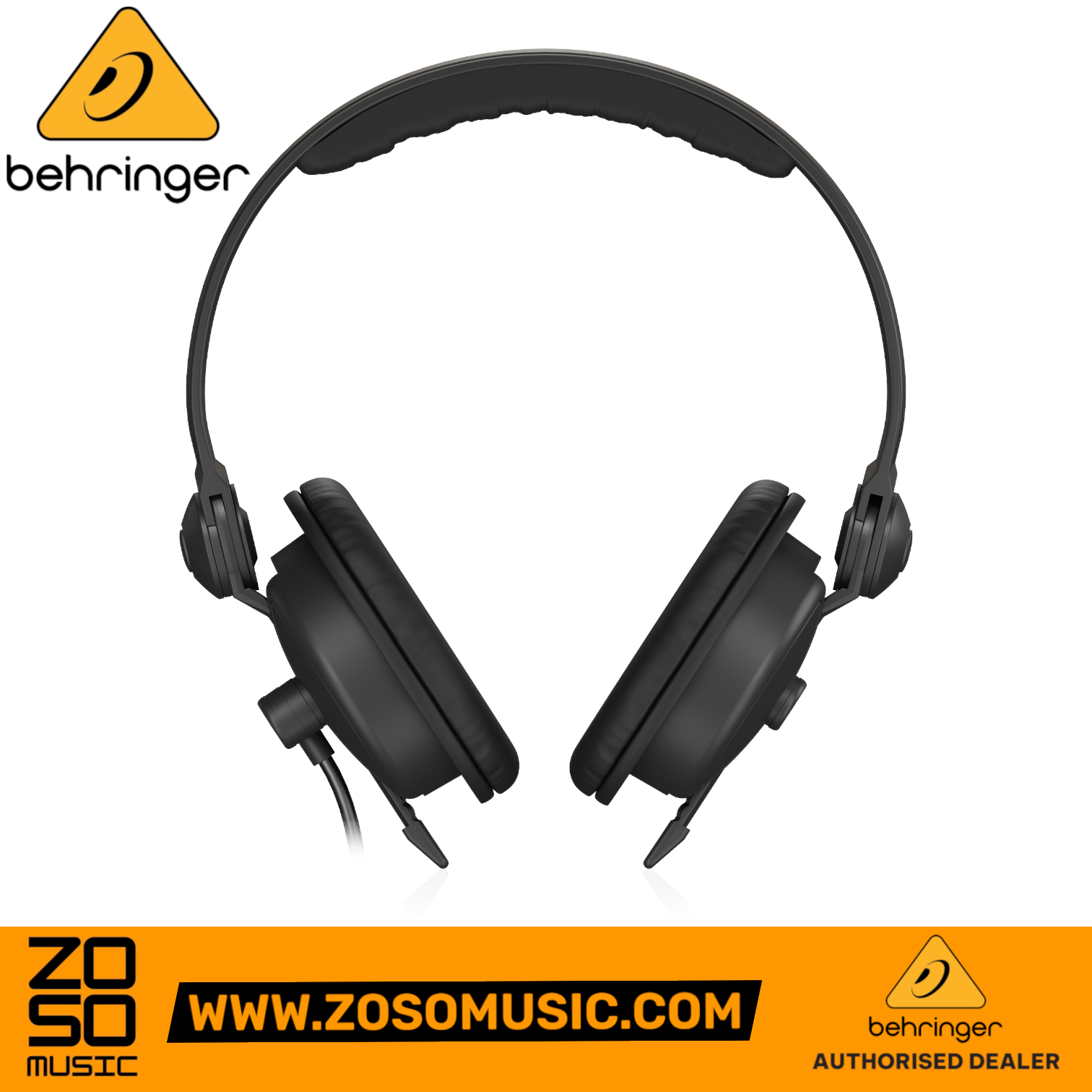 Zoso Music Behringer BH30 black closed-back DJ headphones with adjustable double headband and swivel ear cups