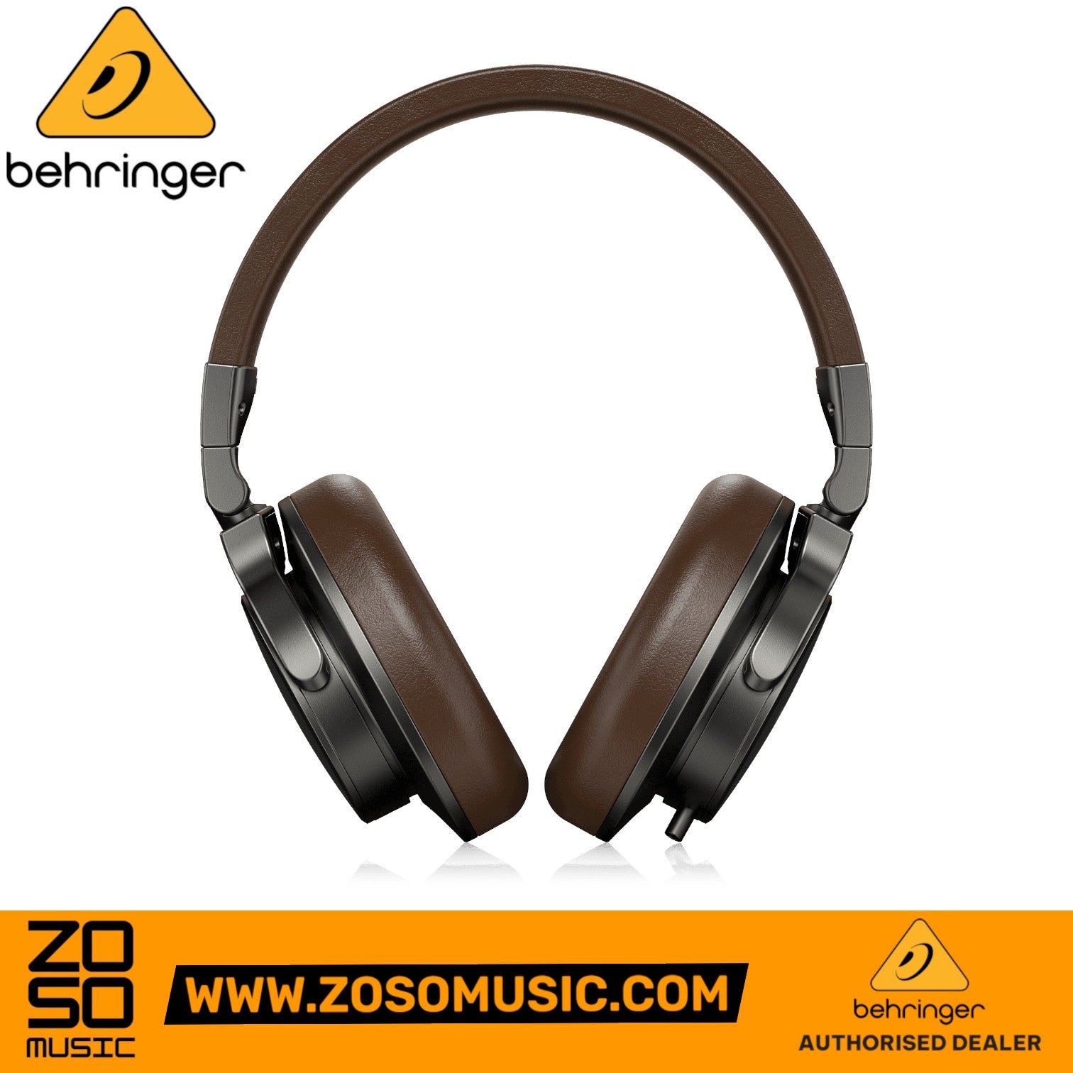 Zoso Music Behringer BH470 closed-back studio monitoring headphones with brown padded earcups and adjustable headband
