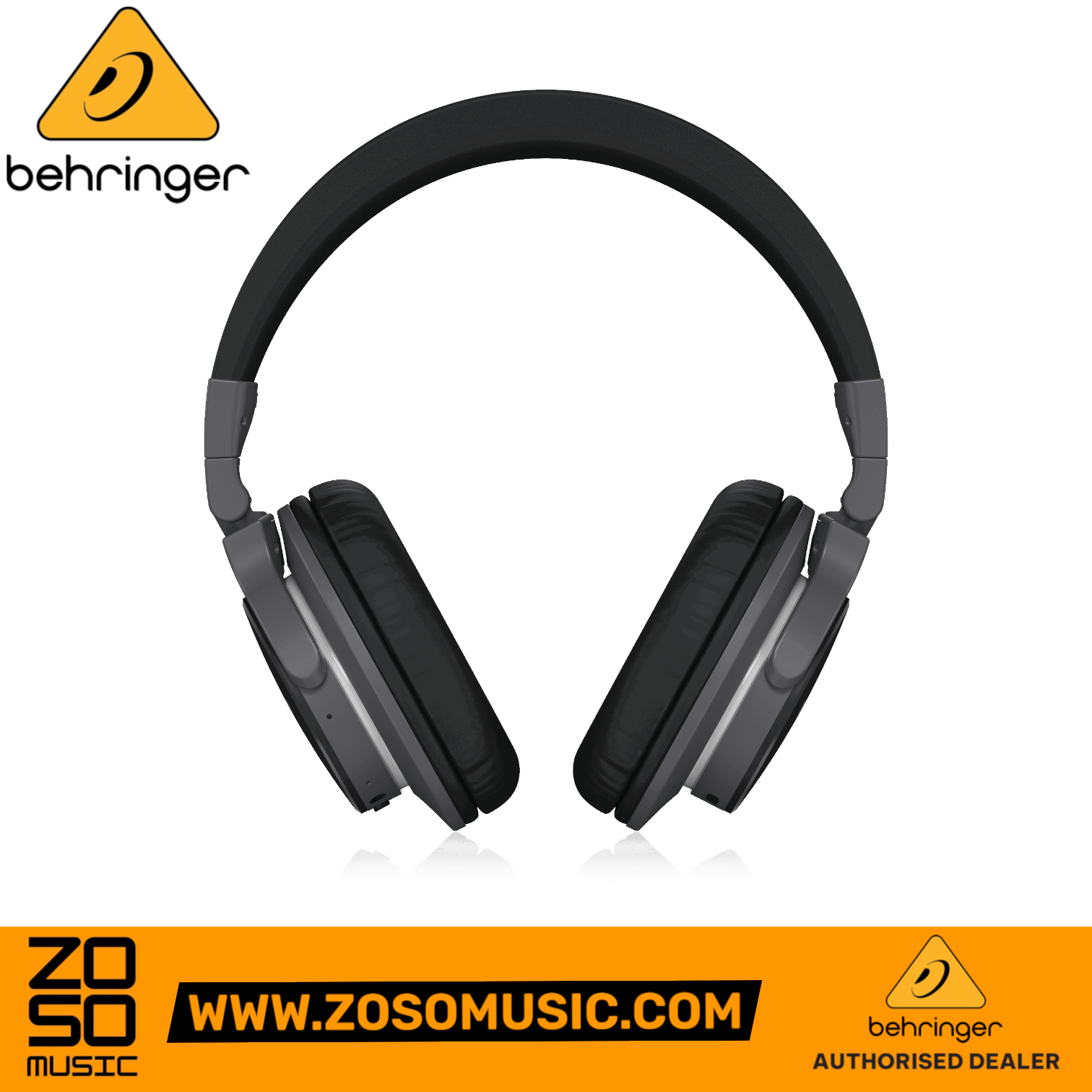Zoso Music Behringer BH470NC black closed-back wireless headphones with active noise cancellation and memory foam cups
