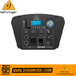 Zoso Music Behringer C210B portable PA system control panel with LCD screen, mixer inputs, and Bluetooth controls.