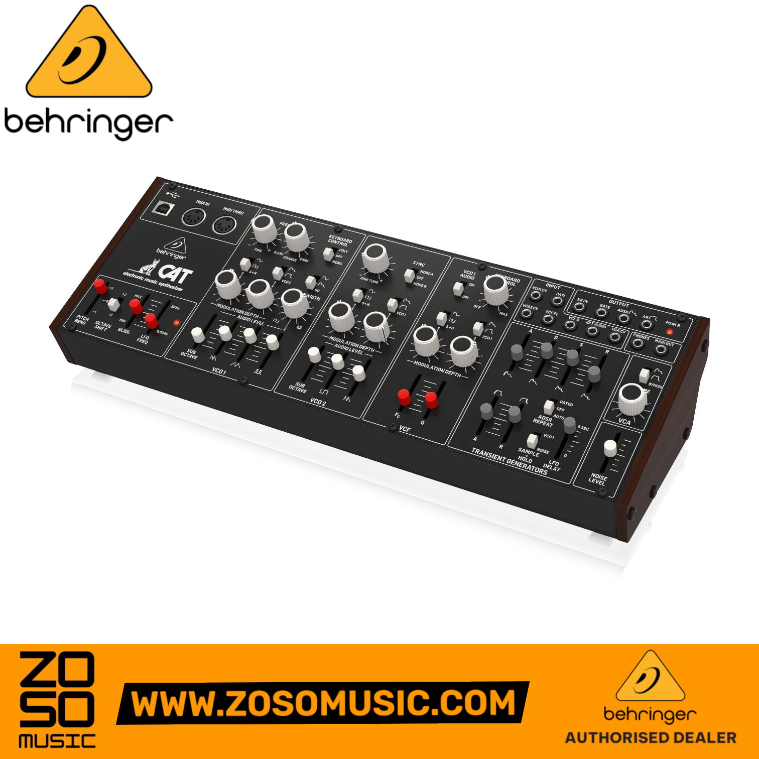Zoso Music Behringer CAT desktop duophonic analog synthesizer module with dual VCOs and mixable waveshapes