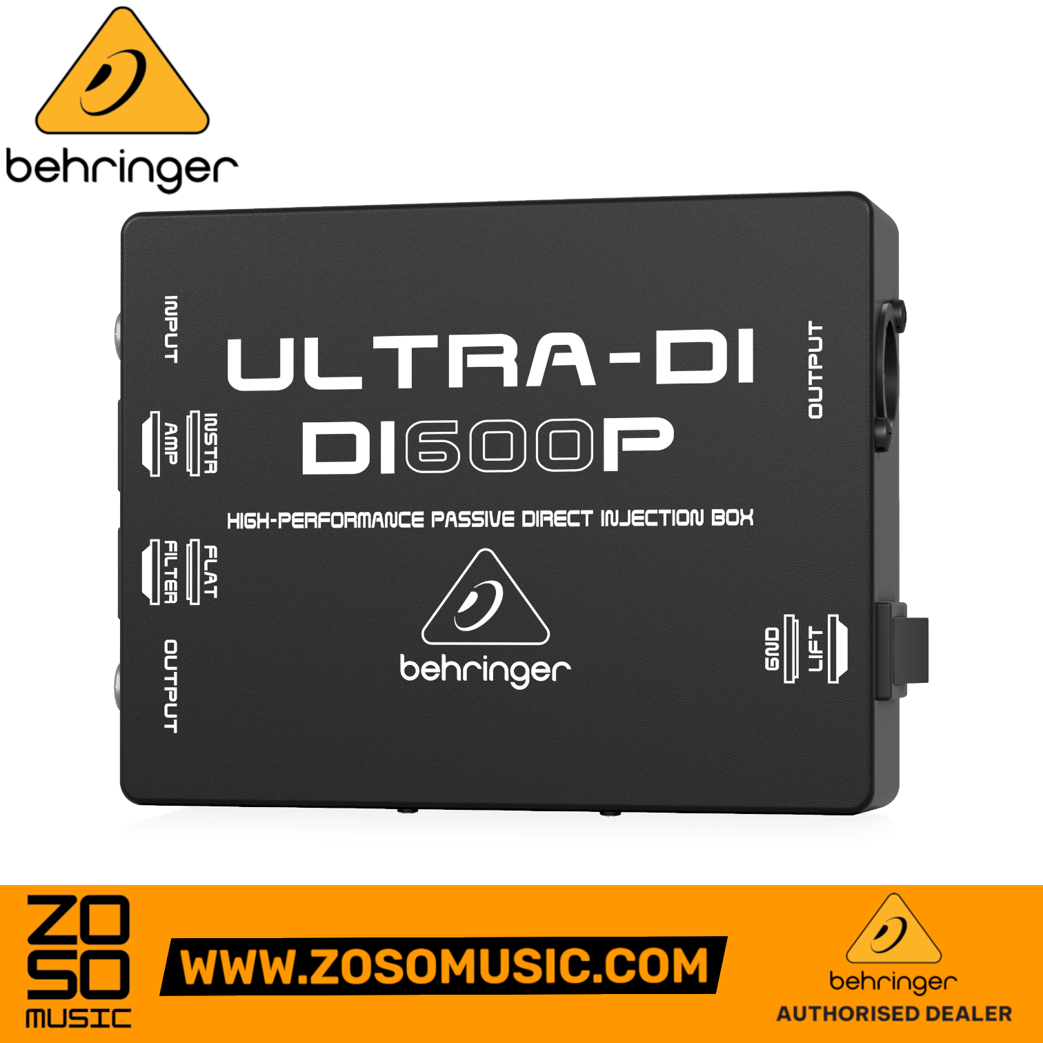 Zoso Music Behringer Ultra-DI DI600P passive direct injection box for microphones and instruments in black