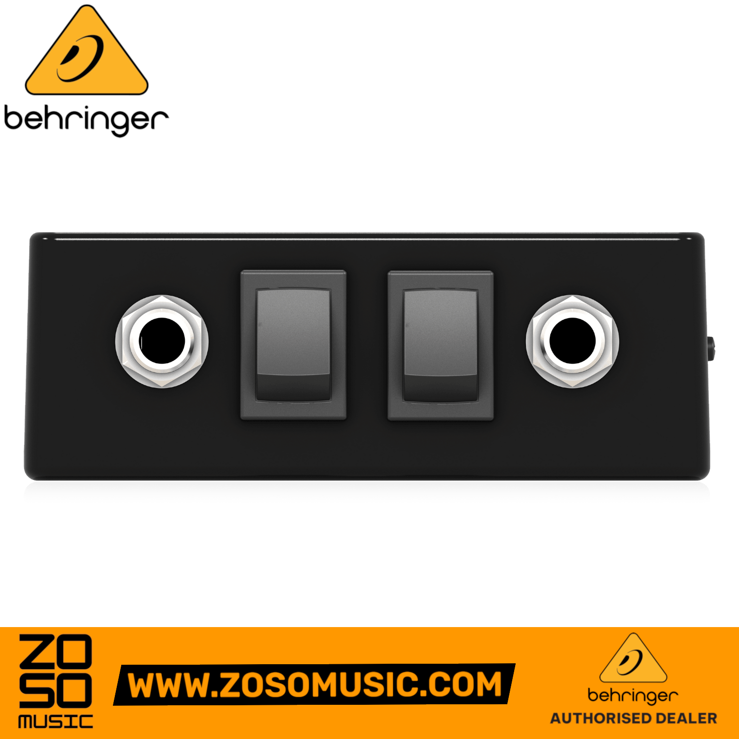 Zoso Music Behringer Ultra-DI DI600P passive direct box with two input jacks and two switches in a black metal casing