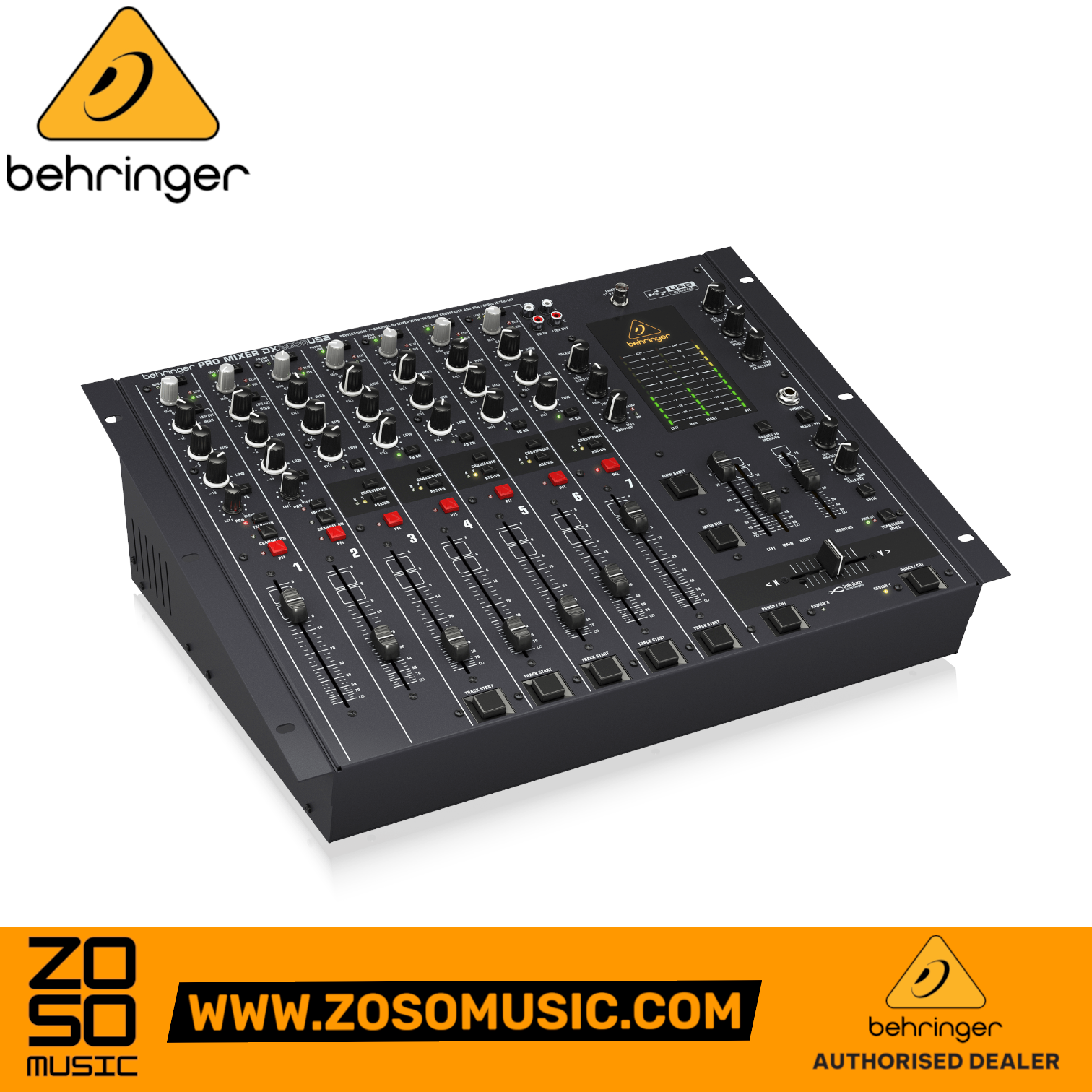 Zoso Music Behringer Pro Mixer DX2000USB 7-channel DJ mixer with USB interface and optical crossfader in black