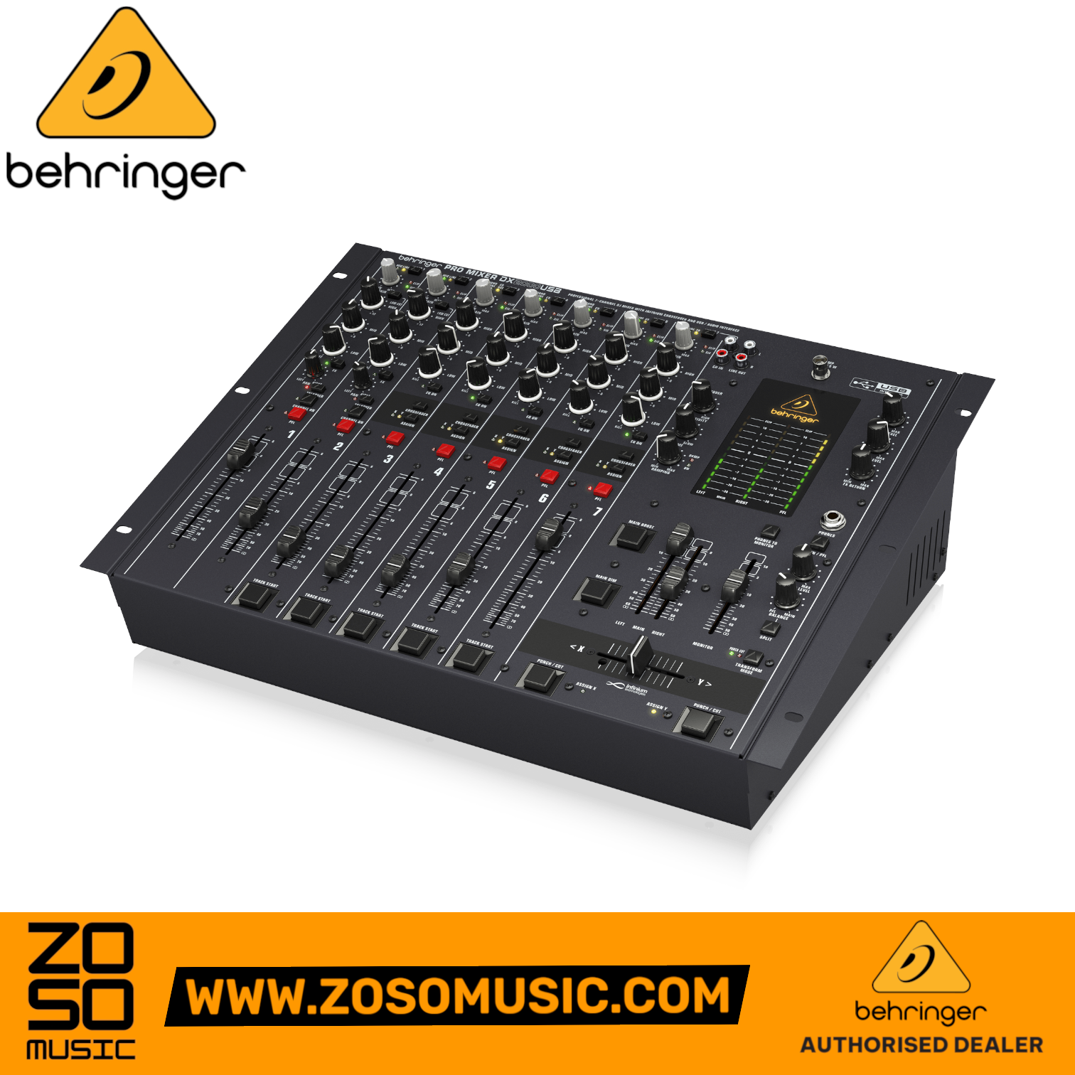 Zoso Music Behringer Pro Mixer DX2000USB 7-channel DJ mixer with USB interface and optical crossfader