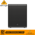 Behringer DR18SUB 18-inch powered subwoofer from Zoso Music with a black steel grille and professional PA design.