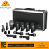 Zoso Music Behringer BC1500 7-piece drum microphone set with metal carry case, clamps, and windscreens.