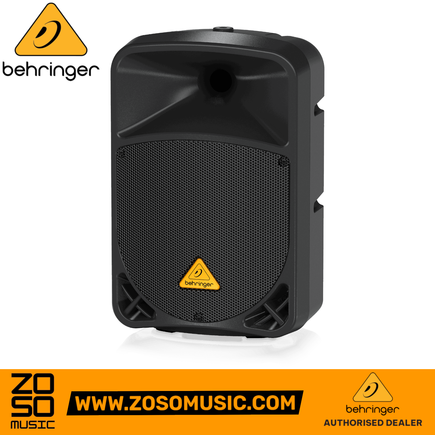 Zoso Music Behringer Eurolive B108D 8-inch active PA speaker with black trapezoidal enclosure and front grille