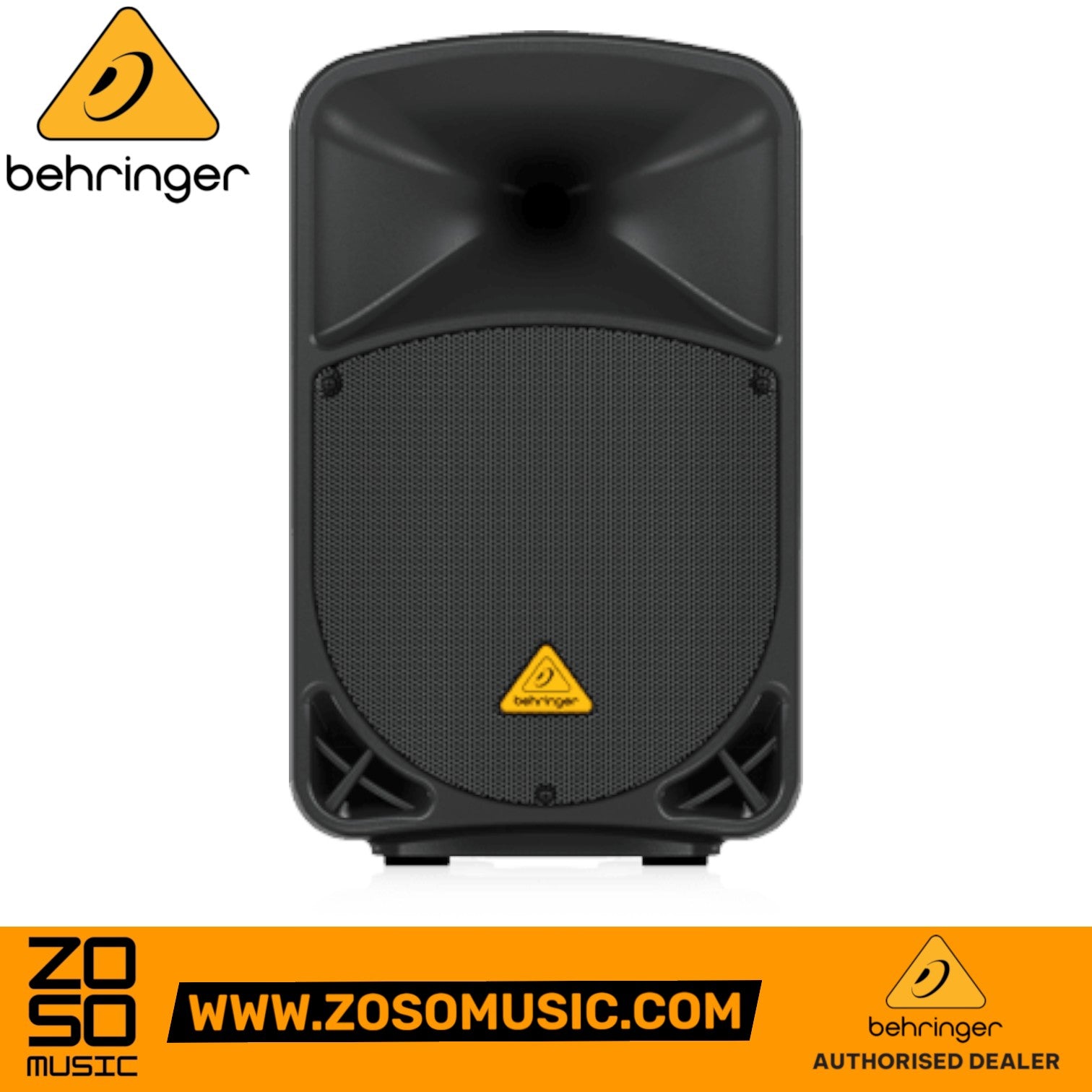 Zoso Music Behringer Eurolive B110D 300-watt 10-inch active PA speaker in black with a trapezoidal enclosure.