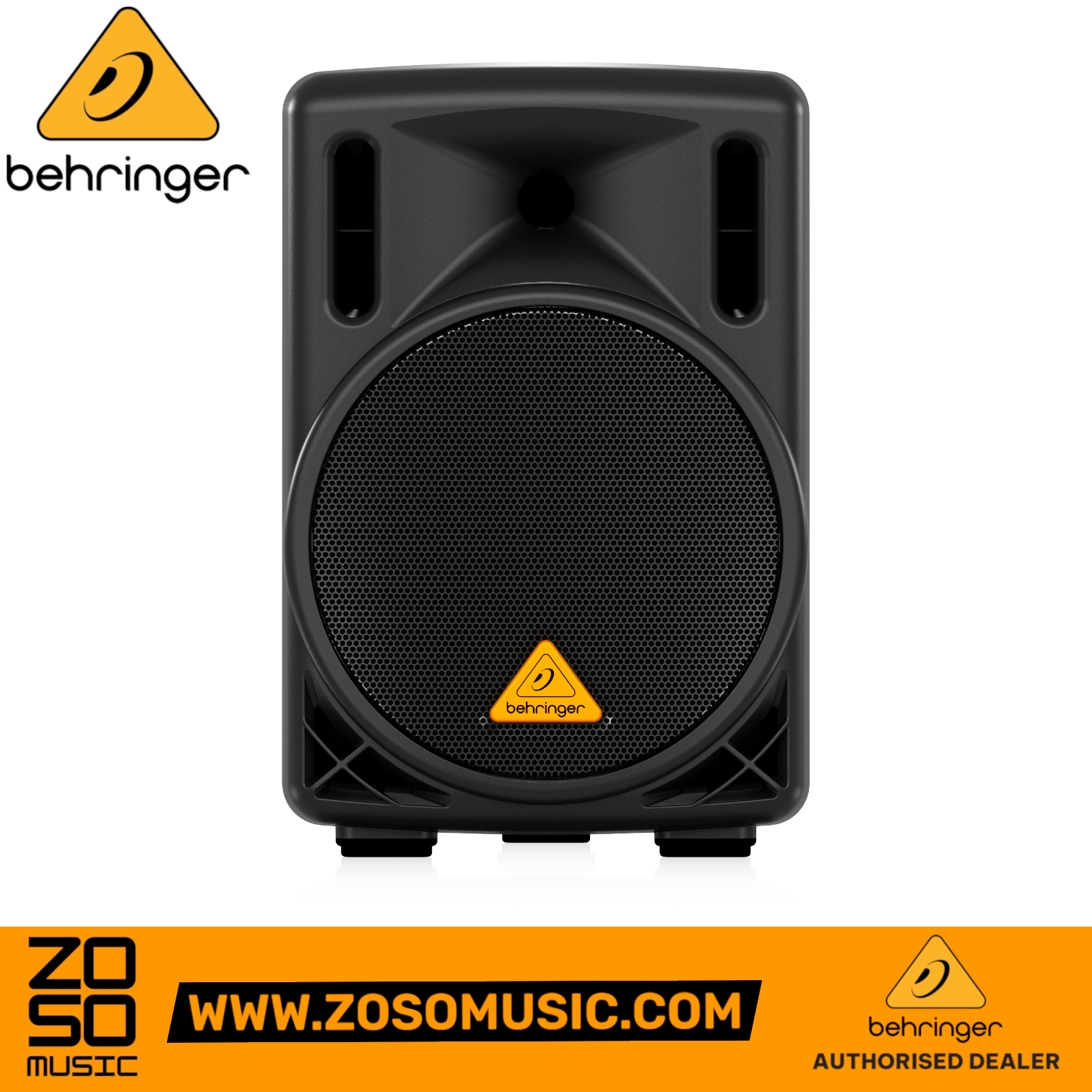 Zoso Music Behringer Eurolive B208D 8-inch black active PA speaker with front grille and logo