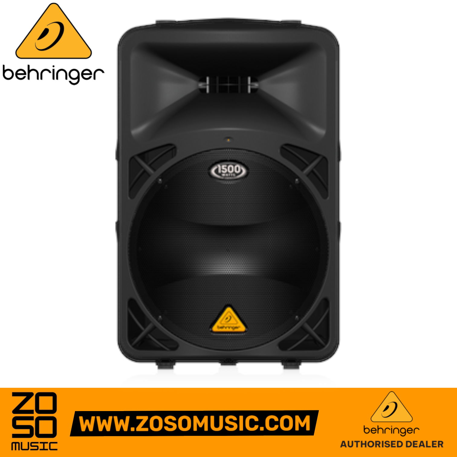 Zoso Music Behringer Eurolive B615D 1500W 15-inch active PA speaker with black molded plastic enclosure