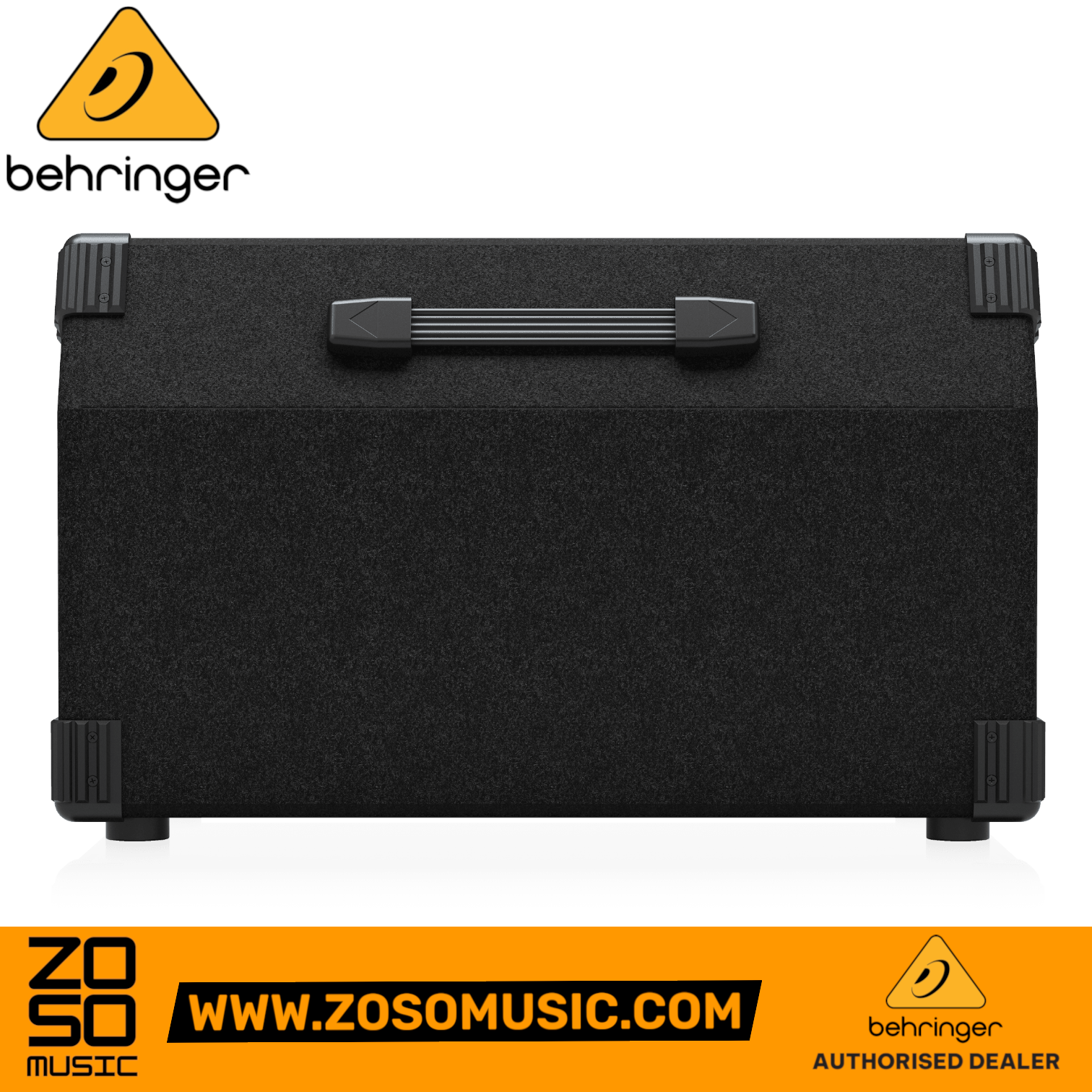 Zoso Music Behringer Eurolive F1320D 300-watt powered stage monitor speaker with a black textured finish