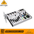 Zoso Music Behringer FLOW 8 digital mixer with 8 inputs, faders, and Bluetooth connectivity on a mic stand mount