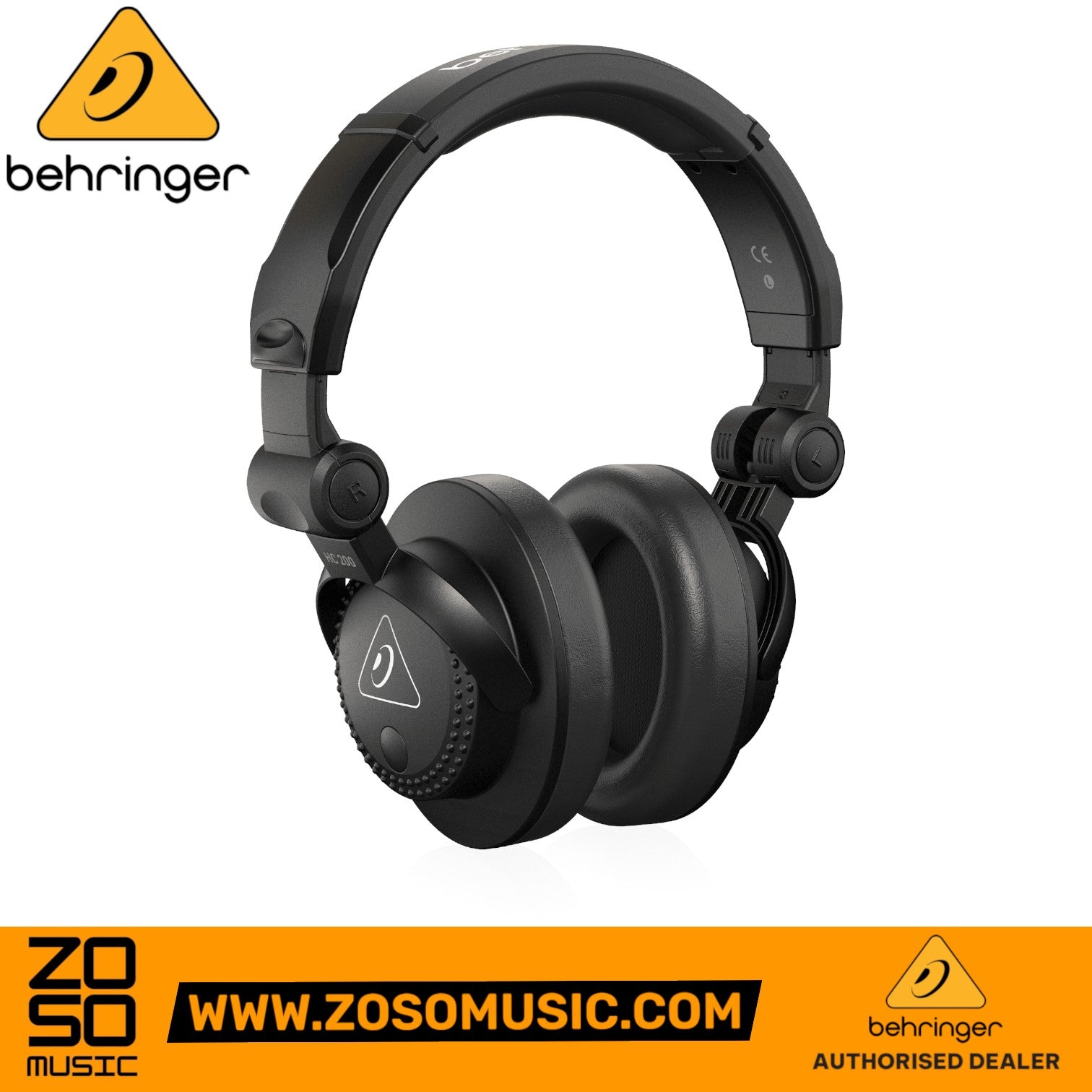 Zoso Music Behringer HC200 black closed-back professional DJ headphones with adjustable headband and soft ear cups