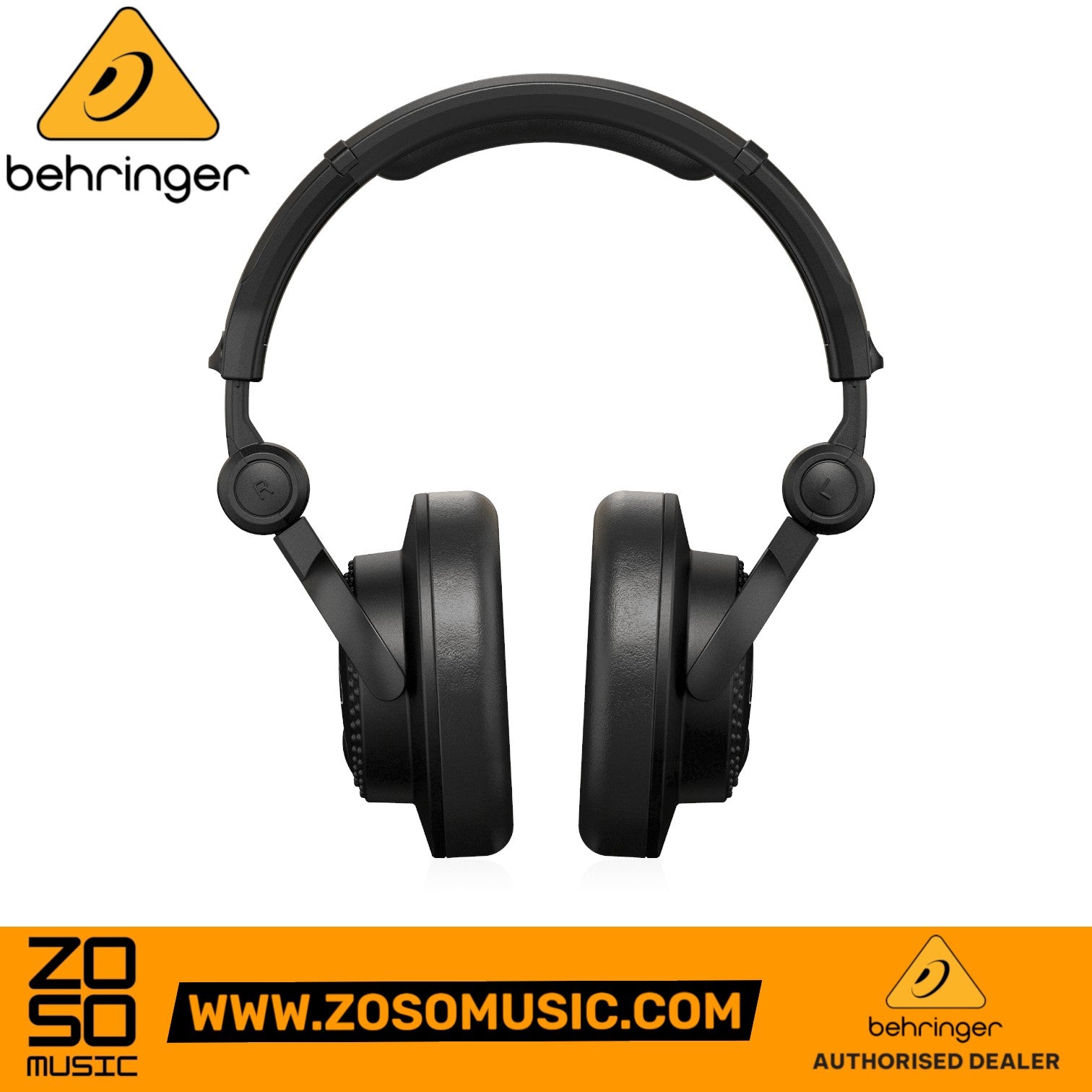 Zoso Music Behringer HC200 black closed-back professional DJ headphones with adjustable headband and soft ear cups