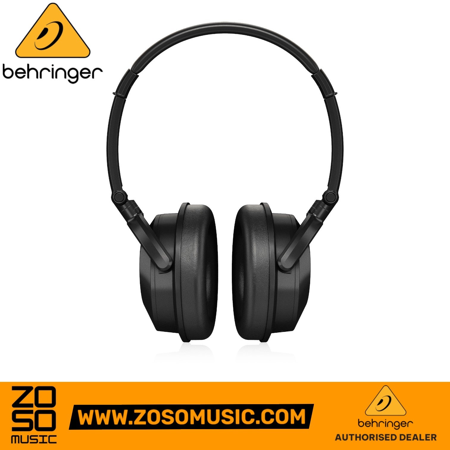 Zoso Music Behringer HC2000 black closed-back studio monitoring headphones with foldable design and padded ear cups