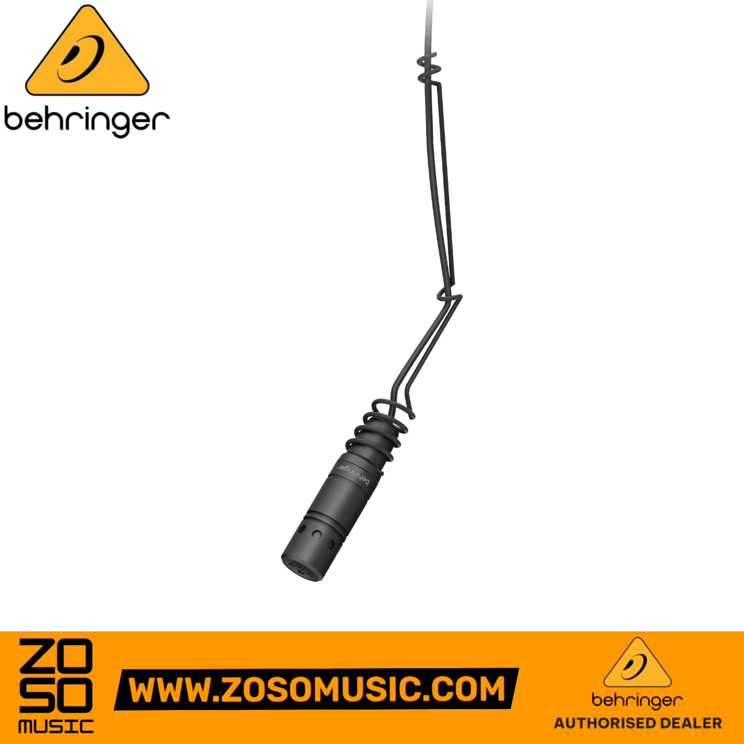 Zoso Music Behringer HM50 black condenser hanging microphone with integrated spring clamp for choral recording