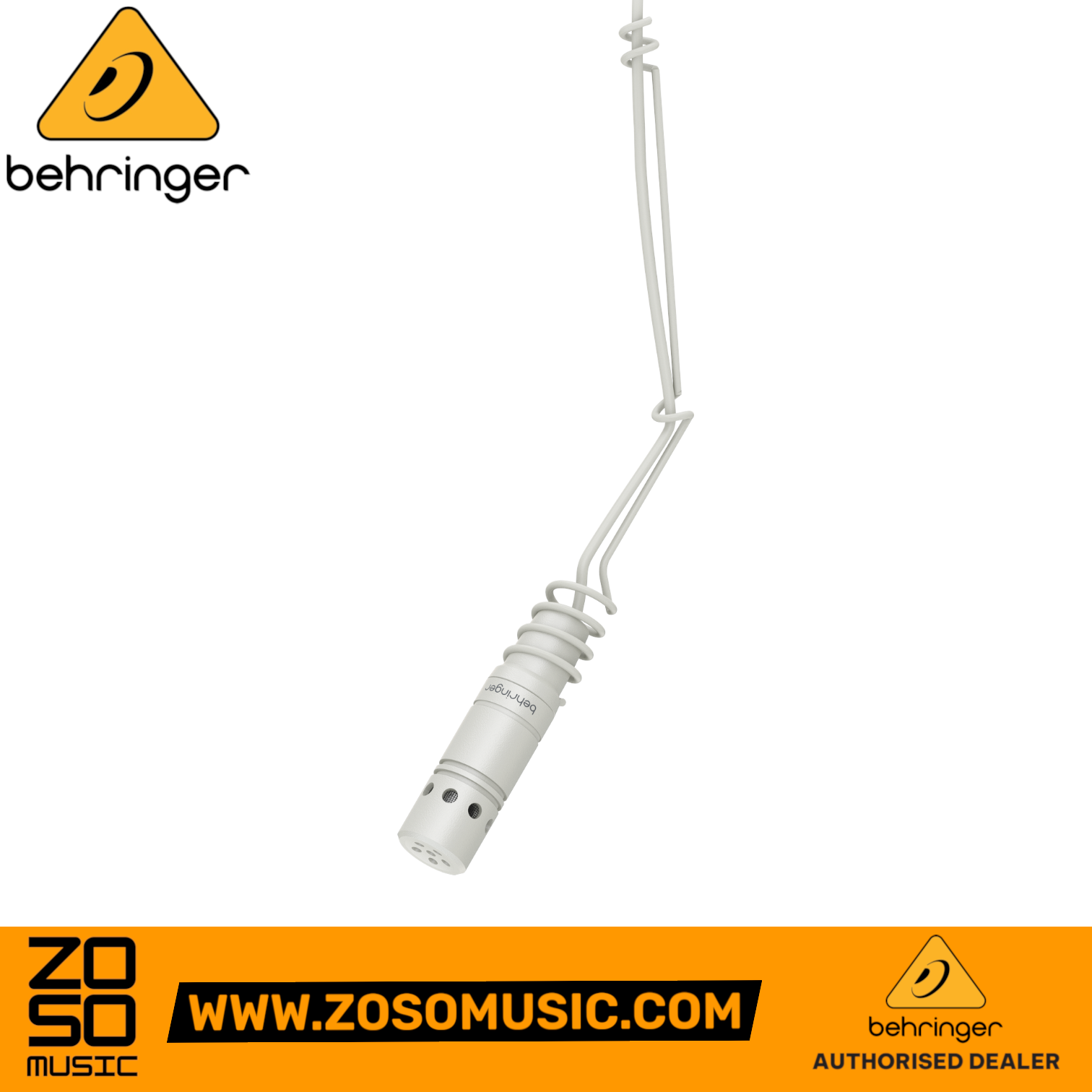 Zoso Music Behringer HM50 white condenser hanging microphone with integrated spring clamp for choir recording