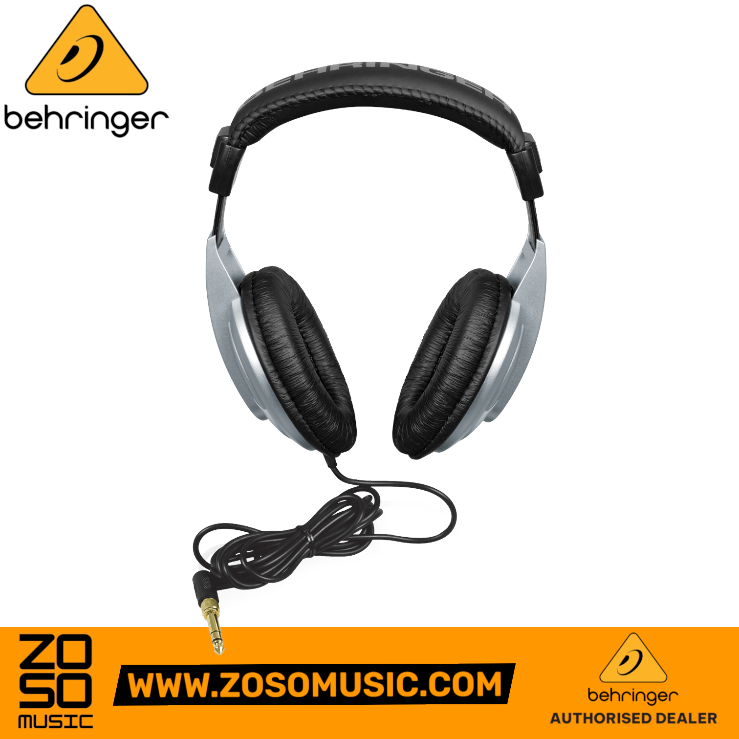 Zoso Music Behringer HPM1000 closed-back circumaural headphones with black ear cushions and silver accents