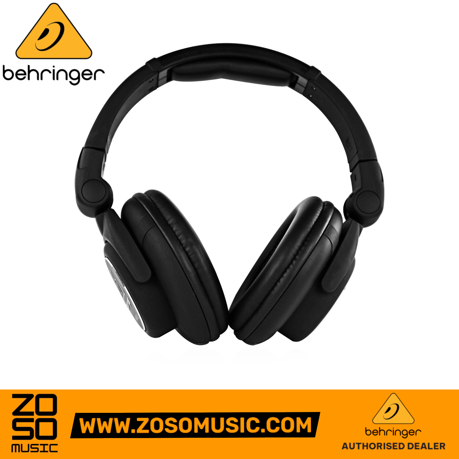 Zoso Music Behringer HPX6000 black closed-back DJ headphones with adjustable headband and swiveling earcups