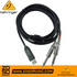 Zoso Music Behringer Line2USB stereo audio interface cable with dual 1/4 inch TS plugs and USB connector