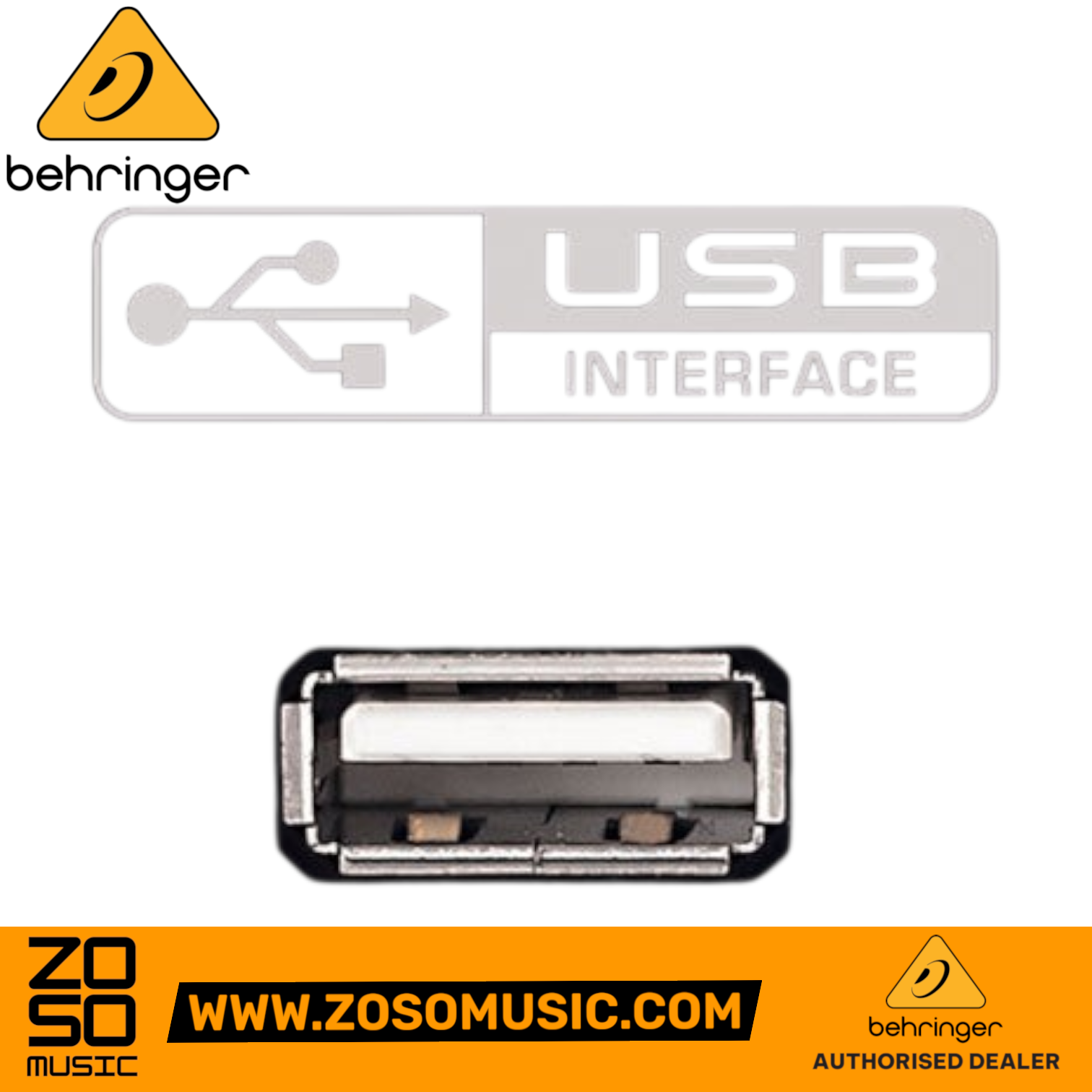 Zoso Music Behringer Line2USB audio interface featuring a USB-A connector for recording line-level hardware