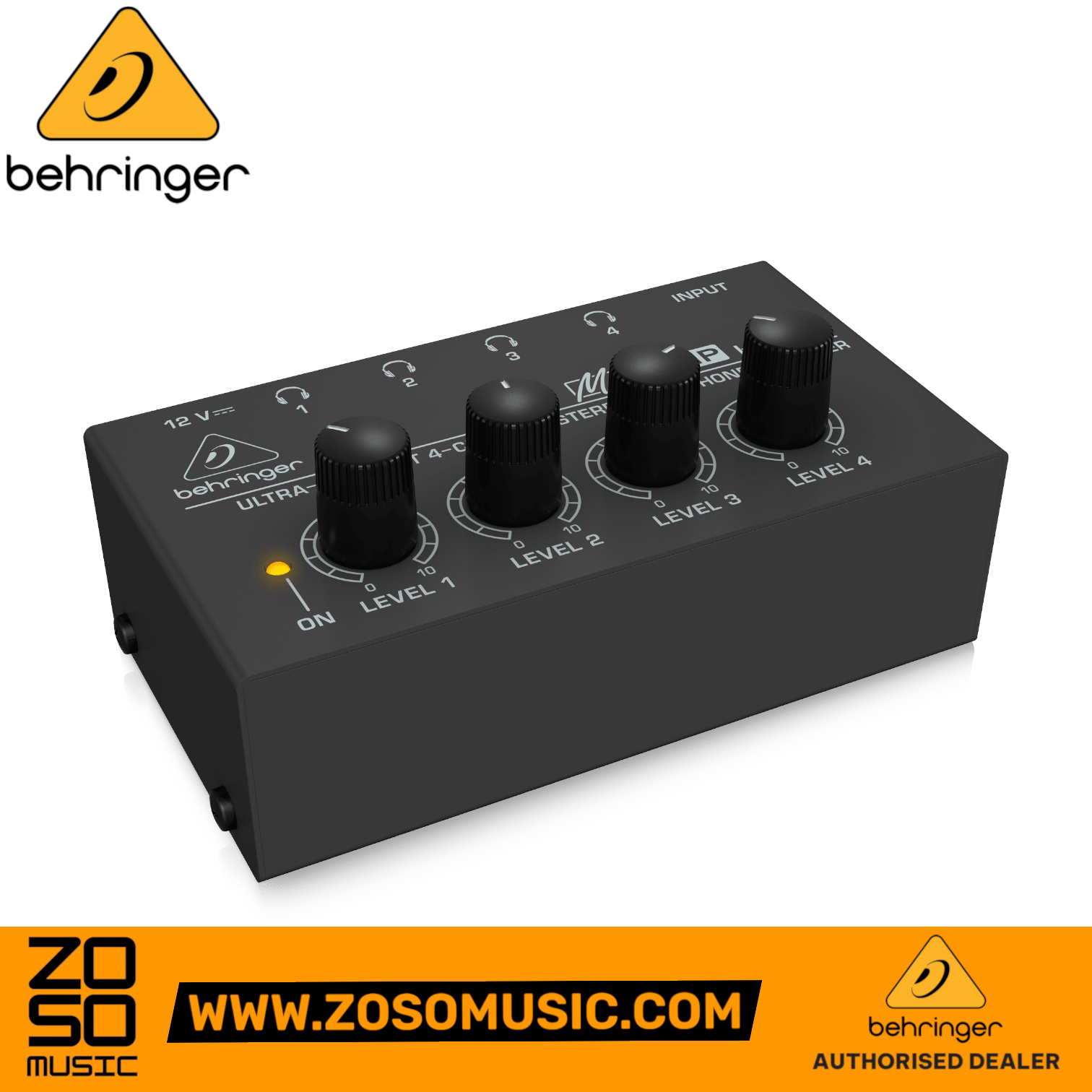 Zoso Music Behringer MicroAMP HA400 4-channel headphone amplifier with individual volume control knobs