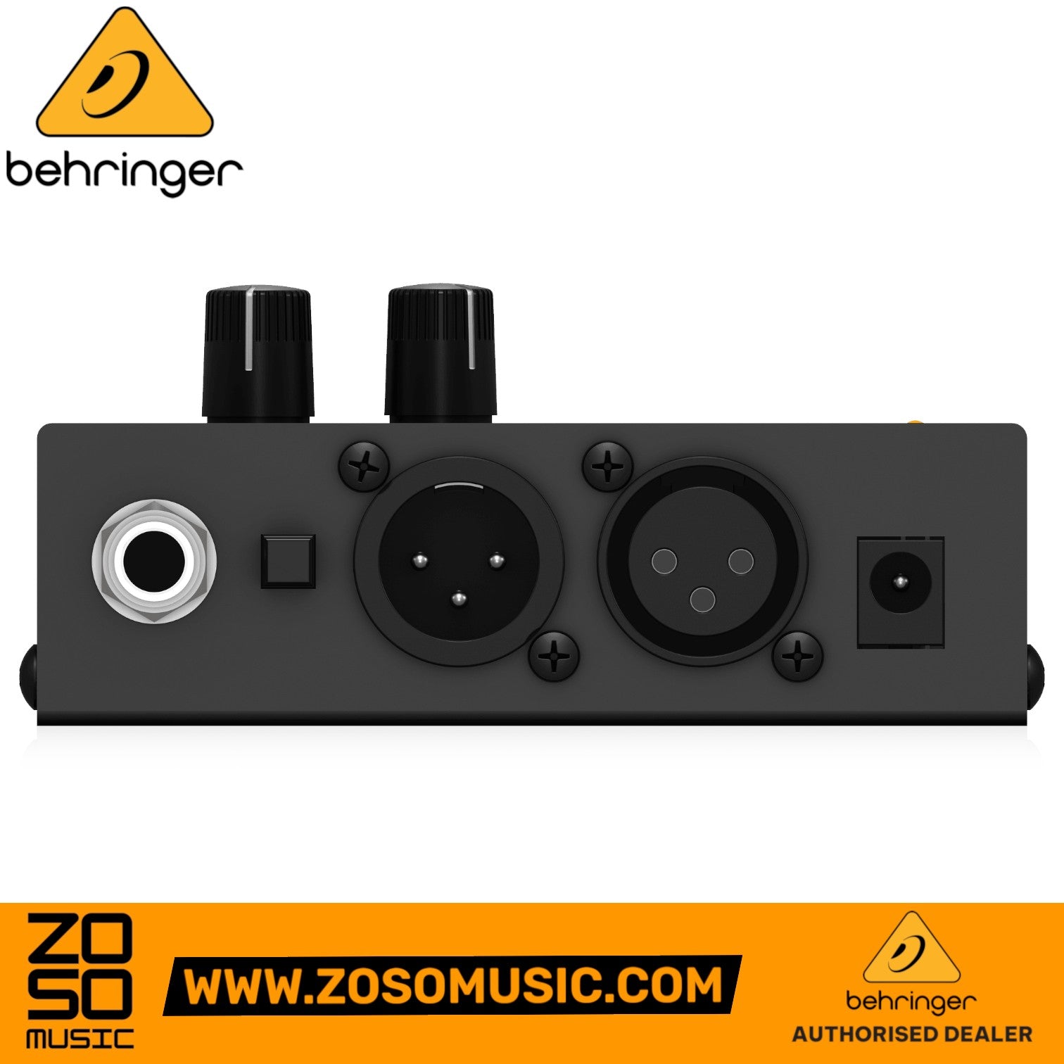 Zoso Music Behringer MicroMON MA400 monitor headphone amplifier showing rear XLR and TRS input and output ports