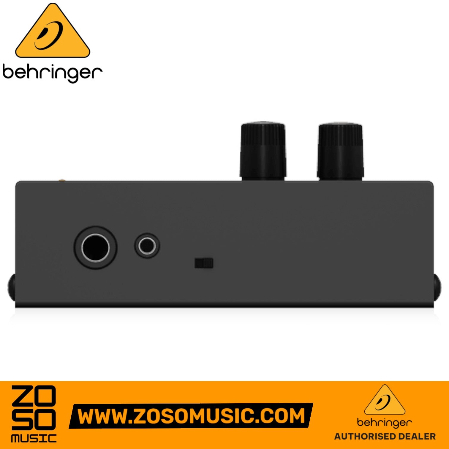 Zoso Music Behringer MicroMON MA400 monitor headphone amplifier showing front panel with volume knobs and headphone jacks