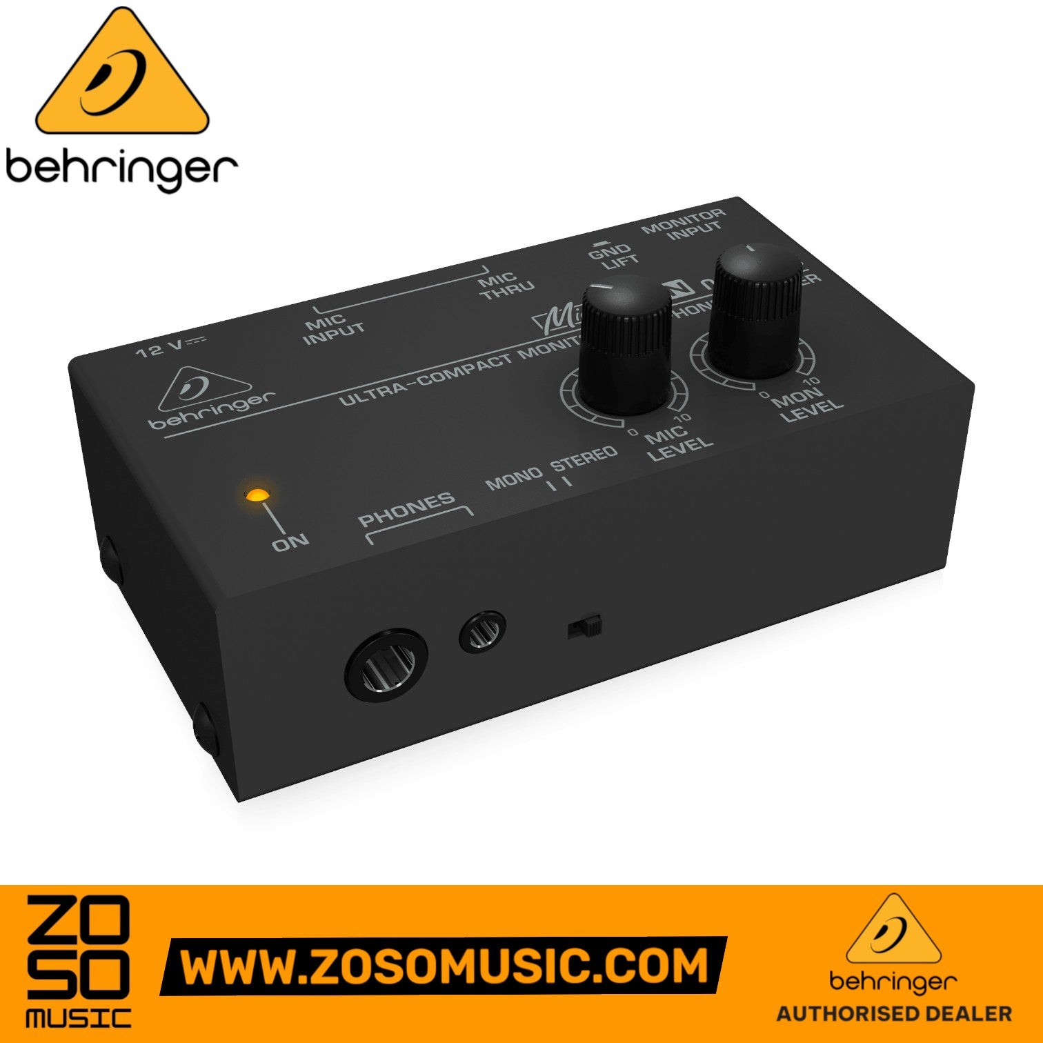 Zoso Music Behringer MicroMON MA400 monitor headphone amplifier with volume controls and headphone jacks