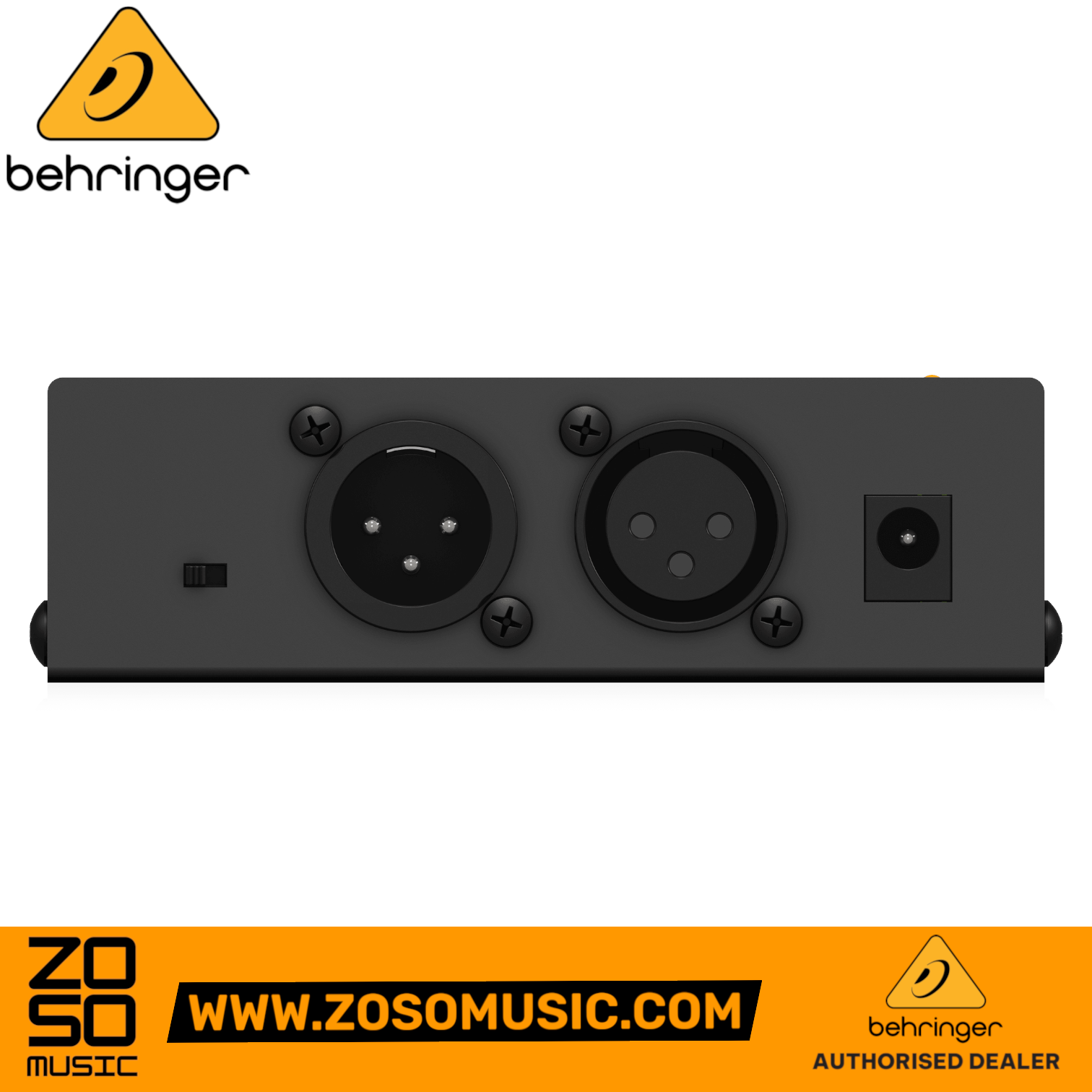 Zoso Music Behringer MicroPower PS400 phantom power supply rear panel with XLR input and output ports