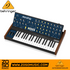 Zoso Music Behringer MonoPoly 4-voice analog synthesizer with 37 keys, blue control panel, and wood side panels.